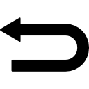 freccia curva che punta a sinistra icona