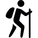 Man with bag and walking stick 