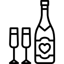 champagner und zwei gläser icon
