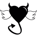 corazón de diablo con alas icon