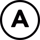 litera a wewnątrz okręgu ikona