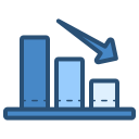 gráfico de barras con flecha hacia abajo icon