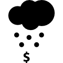 nube con granizo y símbolo de dólar 