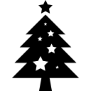 Árbol de navidad con adornos de estrellas. 