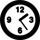 Round clock with numbers icon
