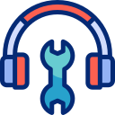 Headphones with wrench icon