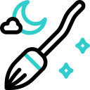 Flying broom animated icon
