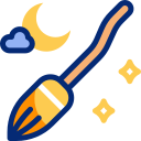 Flying broom animated icon