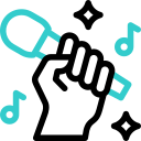 마이크를 손에 든 animated icon