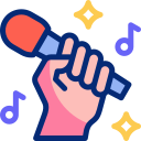 마이크를 손에 든 animated icon