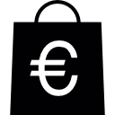 símbolo del euro en una bolsa de compras icon
