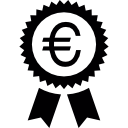 símbolo del euro en una insignia icon