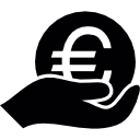 moneda de euro grande en mano icon