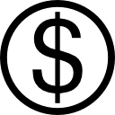 símbolo de dólar en círculo icon