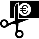 cortar el billete de papel en euros icon