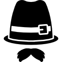 bigote y sombrero fedora con hebilla 