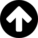 flecha hacia arriba sobre un fondo de círculo negro icon