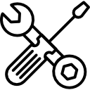 llave y herramienta de perno y contorno de destornillador icon