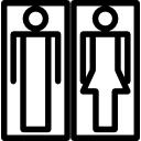 señales de baños femeninos y masculinos con formas de contorno de mujer y hombre 