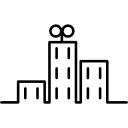 esboço de desenhos animados de edifícios na cidade Ícone