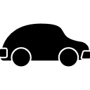 vista lateral de formato arredondado preto para carro 