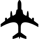 forma de avión negro desde la vista superior icon