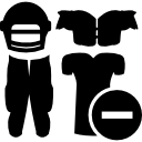 equipamento de roupa de jogador de rúgbi com um símbolo de menos 