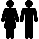 vrouwelijke en mannelijke vormen silhouetten icoon