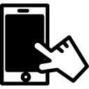 mano tocando la pantalla de un teléfono celular icon