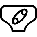 Baby diaper outline with security pin in the front icon