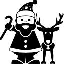 navidad santa claus con un reno a su lado icon