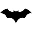 silhouette de chauve-souris noire aux ailes ouvertes Icône