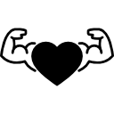 Сердце с мускулистыми руками мужского гимнаста 