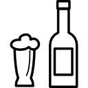 bottiglia e bicchiere di birra icona