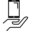 contorno de mão aberta segurando um celular 