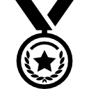 medaille von kreisförmiger form mit einem stern, der von einem band hängt 