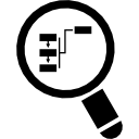 lupa que se centra en el diagrama de flujo 