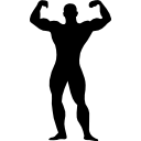 Muscular man flexing silhouette 
