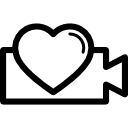 simbolo video a forma di cuore icona