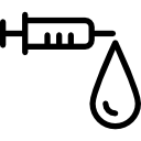 jeringa pequeña con una gota grande de líquido 