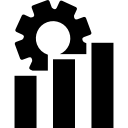 gráfico de barras ascendente con rueda dentada 