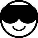 emoticon faccia fredda sorridente con occhiali da sole scuri icona
