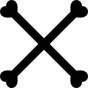 silueta de huesos formando un símbolo de cruz 