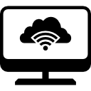 pantalla de computadora de escritorio con imagen de nube y señal 