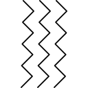 linhas em zigue-zague na posição de vista lateral 