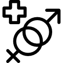 símbolos de gênero masculino e feminino com um sinal de mais 