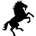 cheval sauvage de forme noire sur les pattes arrière icon