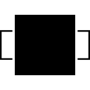 frente, formato quadrado preto com retângulos em ambos os lados 