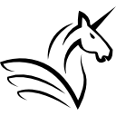 cabeza de caballo unicornio con cuerno y alas 