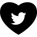 coração com logotipo de mídia social do twitter Ícone